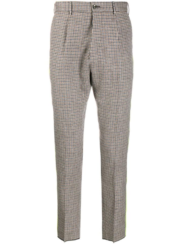 Pt01 Neon Stripe Check Trousers - Blue
