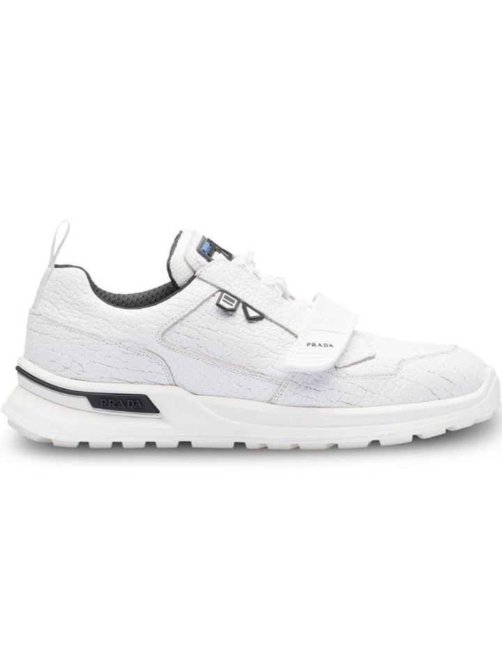 Prada Crepe-effect Sneakers - White