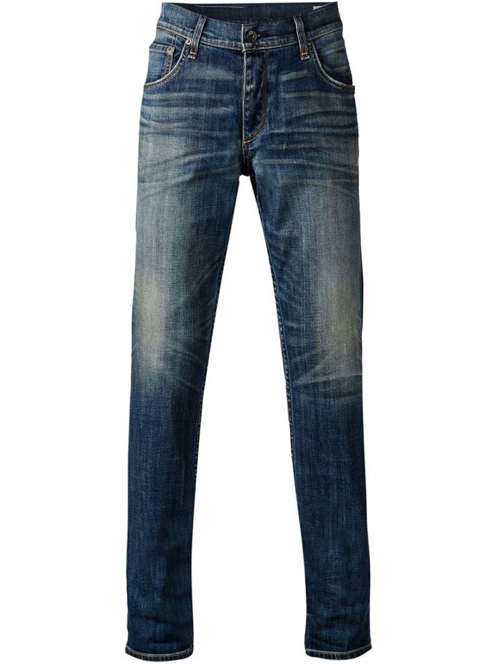 Rag & Bone Faded Effect Jeans, Men's, Size: 34, Blue, Polyurethane/cotton