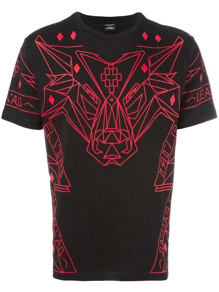 Marcelo Burlon County Of Milan Geometric Wolf Print T-shirt, Men's, Size: Xxs, Black, Cotton