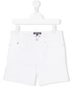 Tommy Hilfiger Junior Logo Plaque Denim Shorts - White