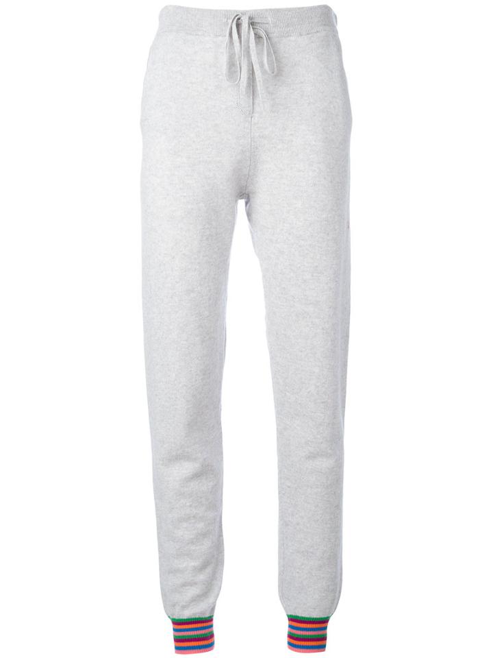 Chinti And Parker Striped Cuff Track Pants, Women's, Size: Xs, Grey, Cashmere