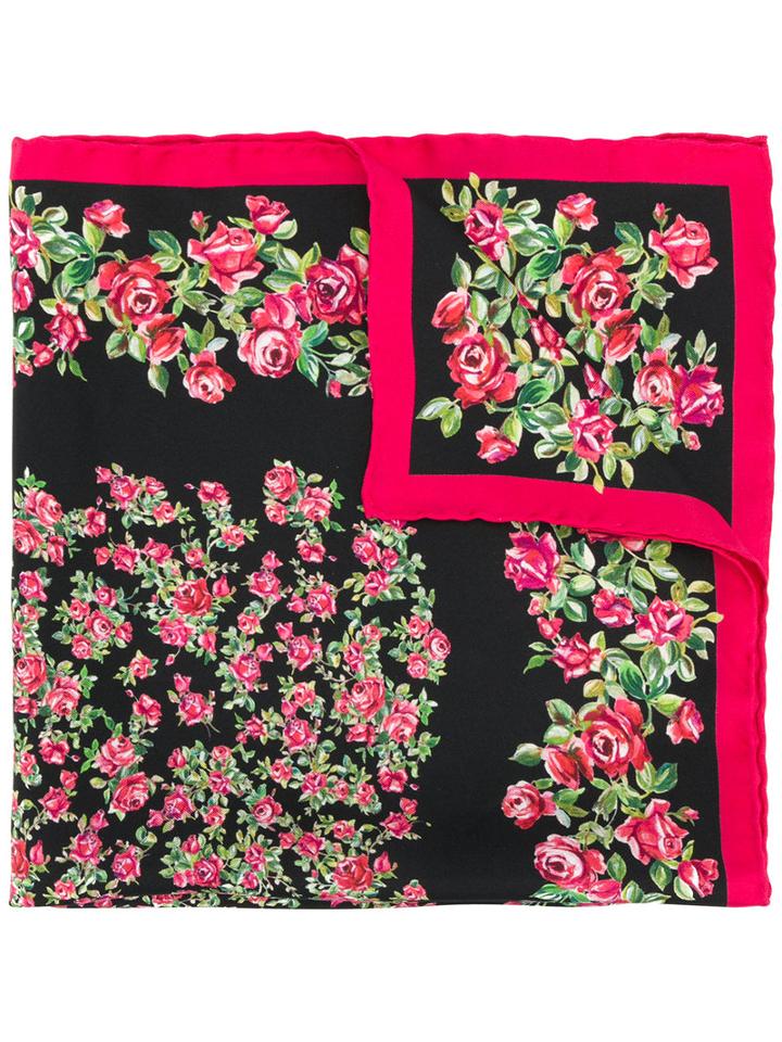 Dolce & Gabbana - Rose Print Scarf - Women - Silk - One Size, Black, Silk