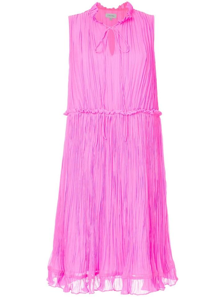 Ck Calvin Klein Crinkle Easy Dress - Pink & Purple