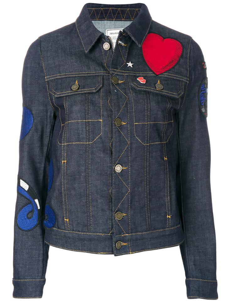 Zadig & Voltaire Heart Patch Denim Jackets - Blue