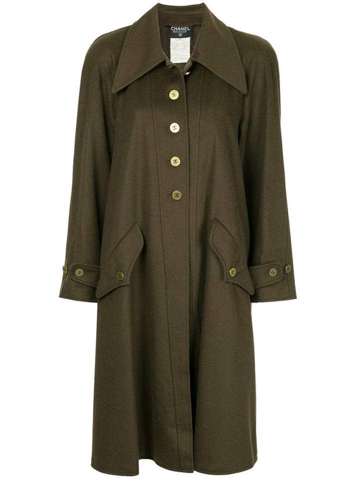 Chanel Vintage Cashmere Midi Coat - Green