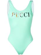 Emilio Pucci Logo Print Swimsuit - Green