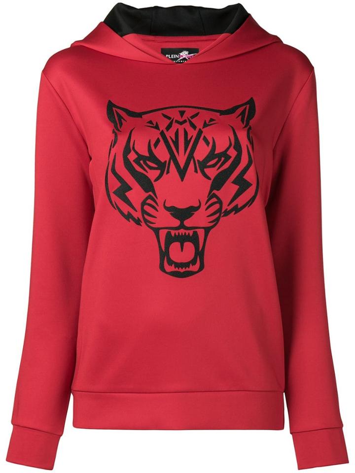 Plein Sport Tiger Print Hoodie - Red