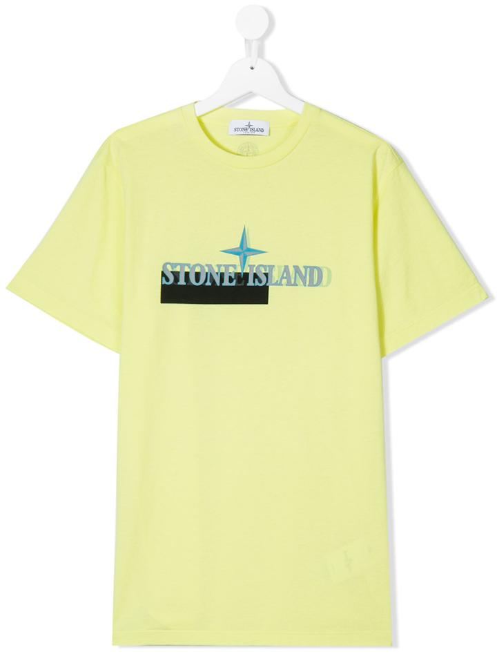 Stone Island Junior Shadow Logo Print T-shirt - Yellow & Orange