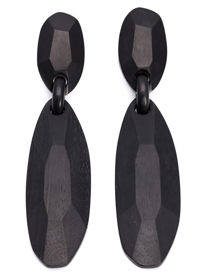 Monies Facet Pendant Clip On Earrings, Women's, Black