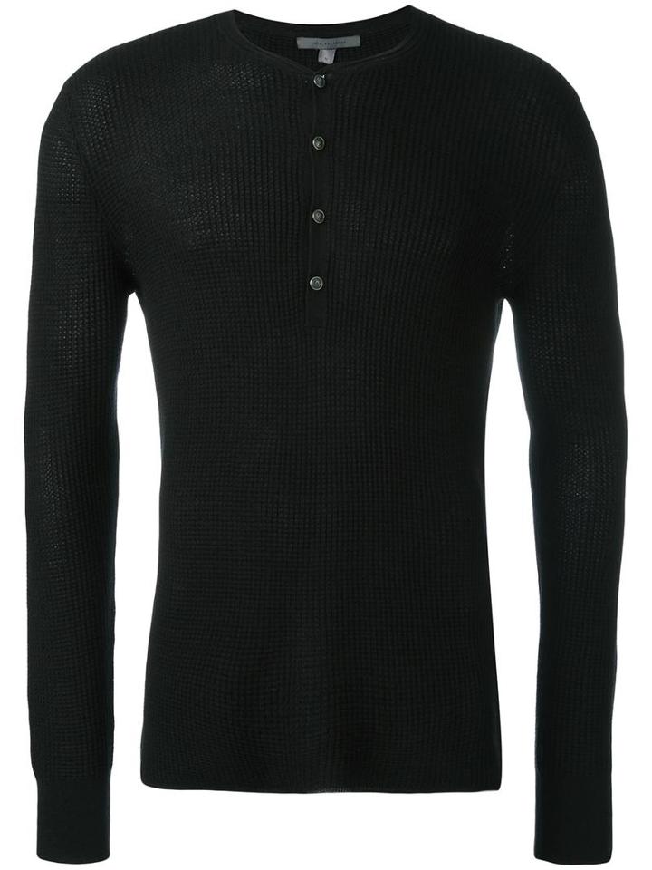 John Varvatos Half Button Sweater, Men's, Size: Xl, Black, Silk/cashmere