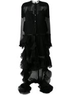 Givenchy Ruffled Tulle Shirt Dress - Black