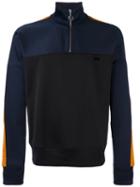 Ami Alexandre Mattiussi Half Zip Tricolour Sweatshirt, Men's, Size: Large, Black, Cotton/polyester