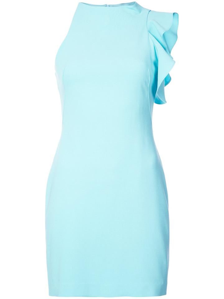 Black Halo Ruffled Asymmetric Mini Shift Dress - Blue