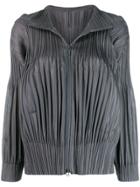 Pleats Please Issey Miyake Pleated Zip-up Jacket - Grey