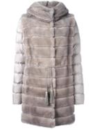 Liska Mink Fur Hooded Puffer Coat, Women's, Size: Large, Nude/neutrals, Mink Fur/polyester/goose Down