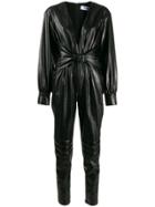 Msgm Gathered Plunge Jumpsuit - Black