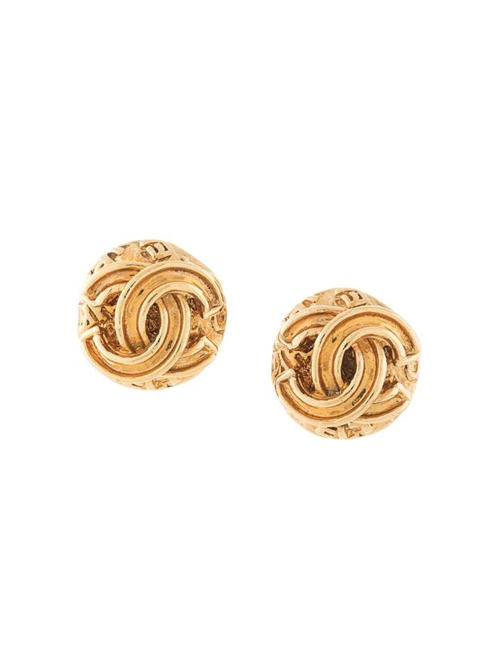Chanel Pre-owned 1995 Autumn Cc Earrings - Gold
