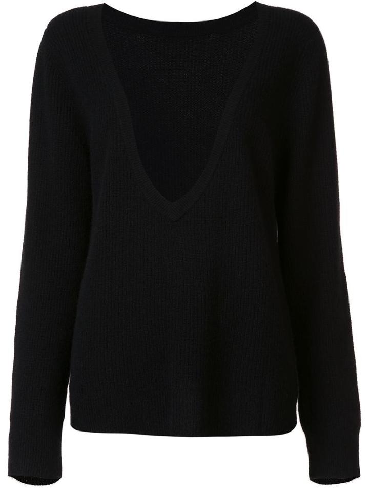 Rta Deep V-neck Jumper, Women's, Size: Medium, Black, Cashmere
