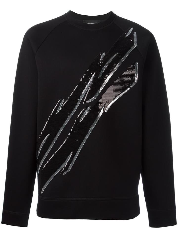 Dsquared2 Tiger Flash Sequin Sweatshirt, Men's, Size: Large, Black, Viscose/polyester/polyurethane
