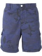 Hydrogen Ltd Camouflage Chino Shorts, Men's, Size: 33, Blue, Cotton/spandex/elastane