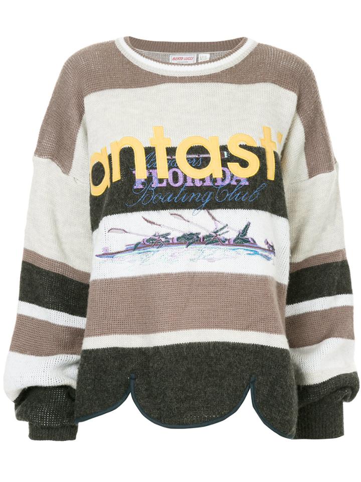 Yeah Right! Embroidered Design Striped Sweater - Multicolour