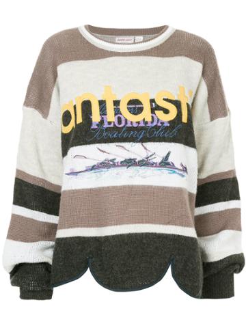Yeah Right! Embroidered Design Striped Sweater - Multicolour