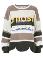 Yeah Right! Embroidered Design Striped Sweater - Multicolour