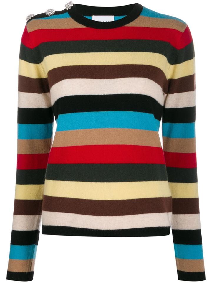 Ganni Striped Knit Top - Black