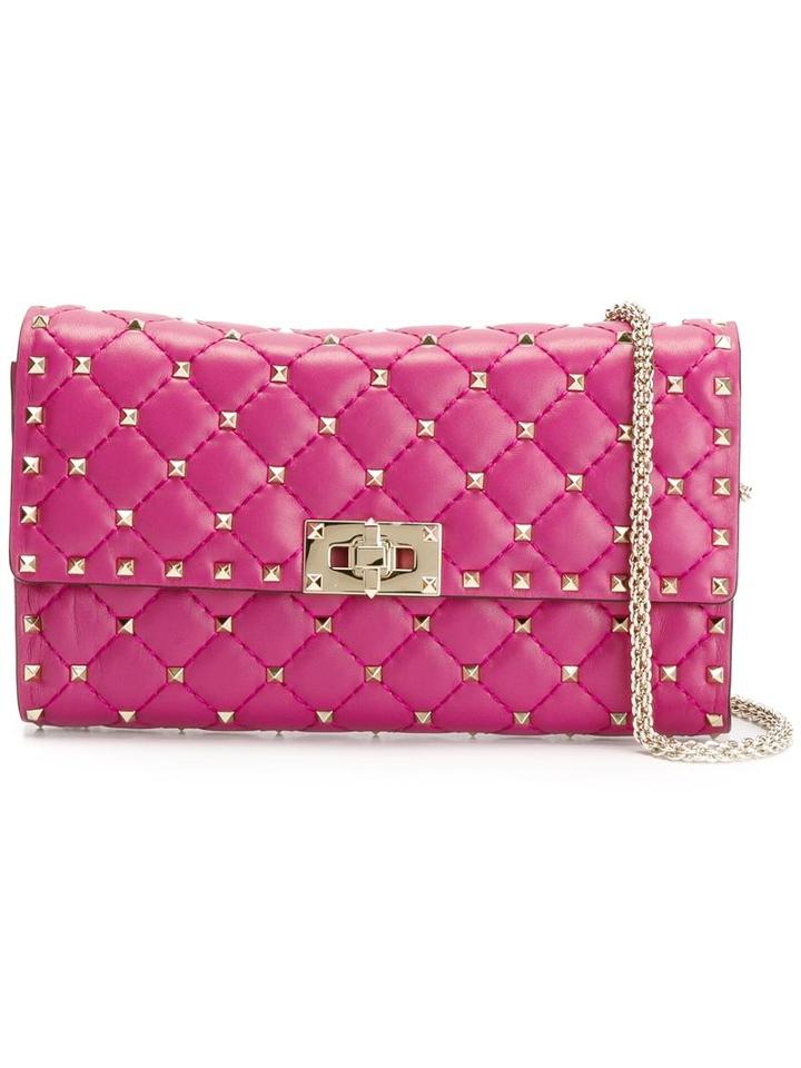 Valentino Valentino Garavani Rockstud Spike Shoulder Bag, Women's, Pink/purple, Calf Leather