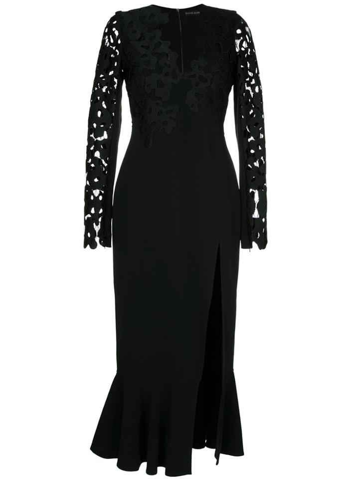 David Koma Lace Embroidered Midi Dress - Black