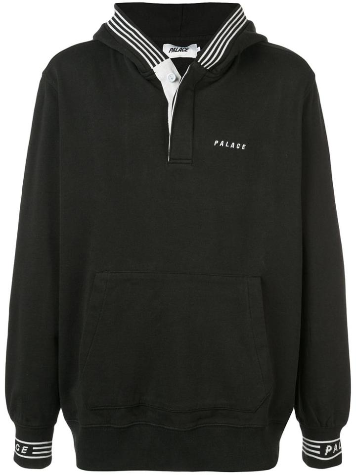 Palace Stripe Trim Hoodie - Black