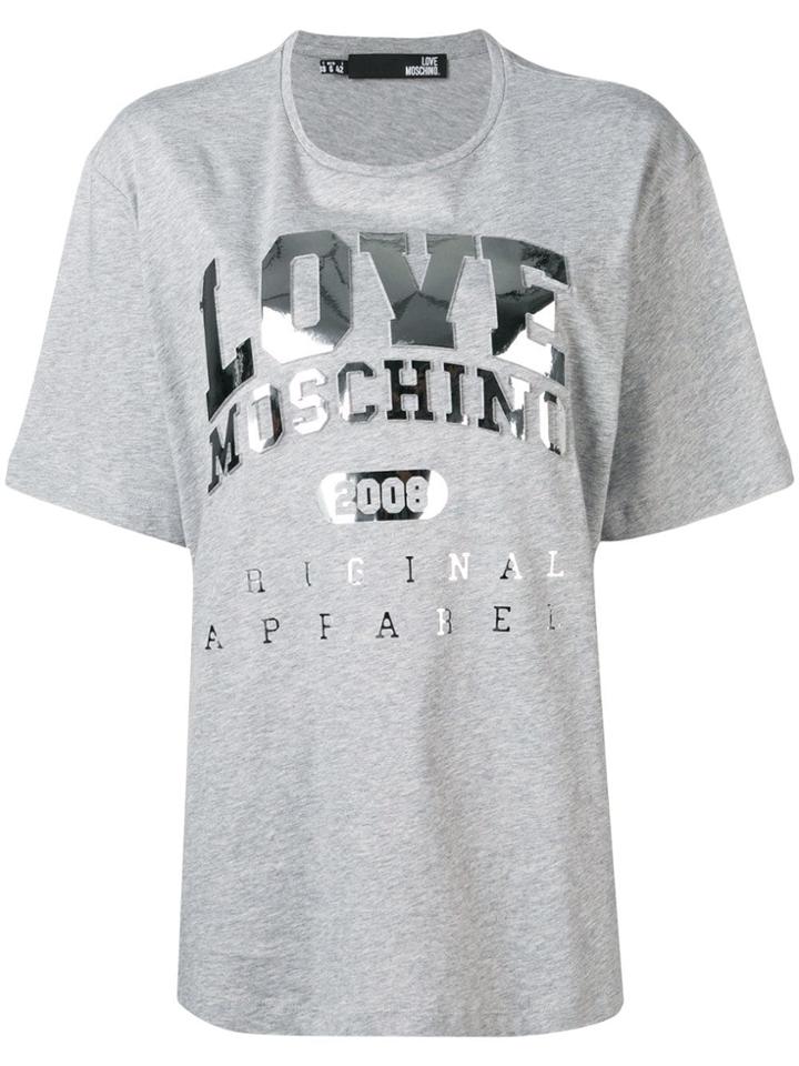 Love Moschino Metallic Logo Print T-shirt - Grey