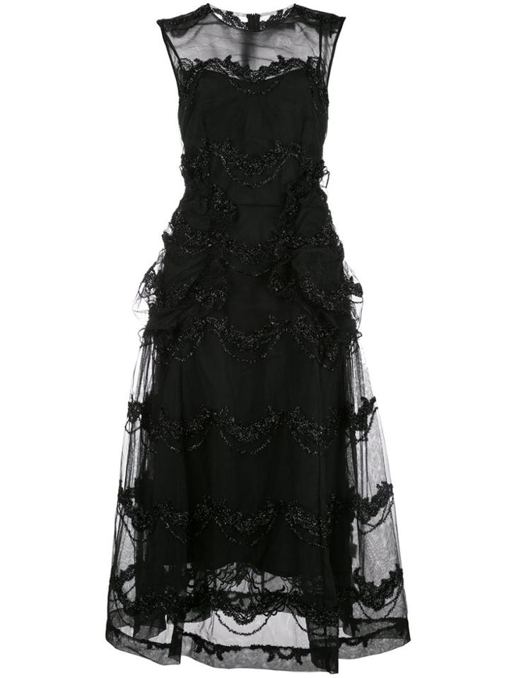 Simone Rocha Bead Embroidered Sheer Dress - Black