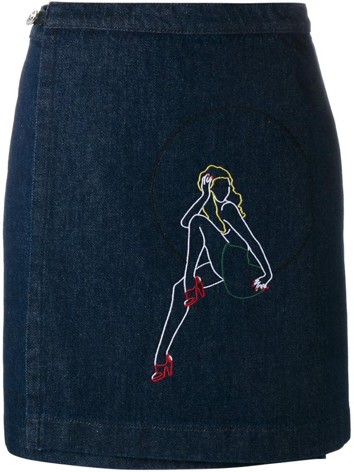 Jour/né Embroidered Denim Skirt, Women's, Size: 38, Blue, Cotton