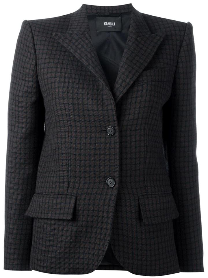 Yang Li Checked Blazer - Brown