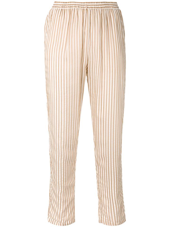Mes Demoiselles - Striped Tapered Trousers - Women - Cotton/polyester/viscose - 40, Nude/neutrals, Cotton/polyester/viscose