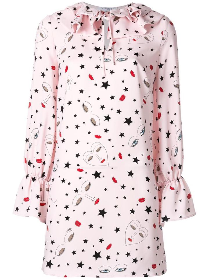 Vivetta Stars Print Shift Dress, Women's, Size: 44, Pink/purple, Polyester