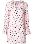 Vivetta Stars Print Shift Dress, Women's, Size: 44, Pink/purple, Polyester