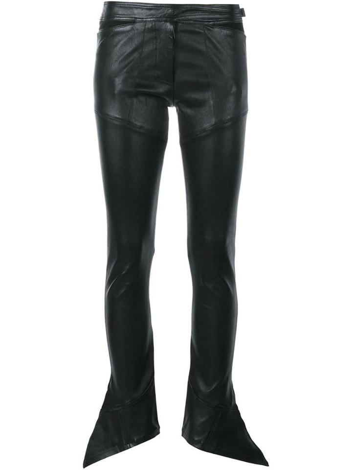 Paco Rabanne Flared Cuffs Trousers, Women's, Size: 38, Black, Cotton/lamb Skin/spandex/elastane