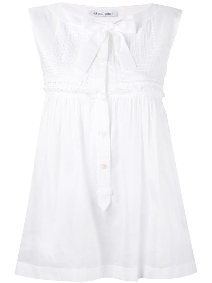 Alberta Ferretti - Tie Fastened Tank Top - Women - Cotton - 44, White, Cotton