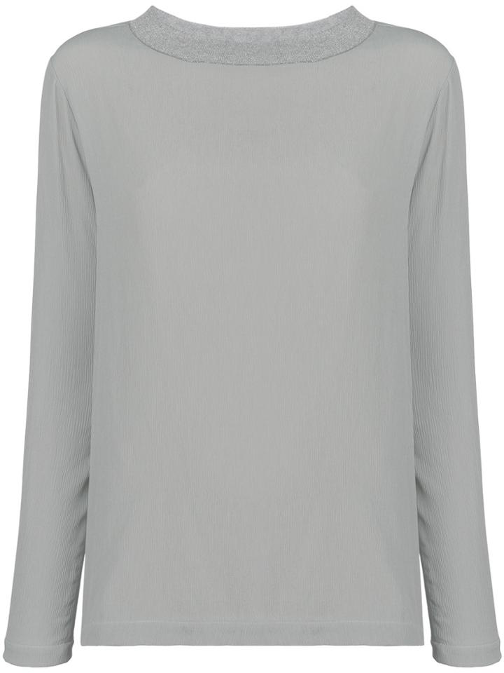 Fabiana Filippi Ribbed Neck Blouse - Nude & Neutrals