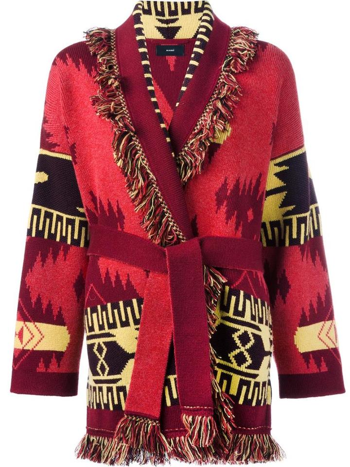 Alanui Belted Cardigan, Women's, Size: Medium, Red, Cashmere