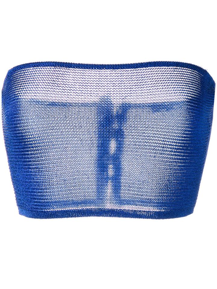 Balmain - Knitted Top - Women - Polyester/acetate - 38, Blue, Polyester/acetate