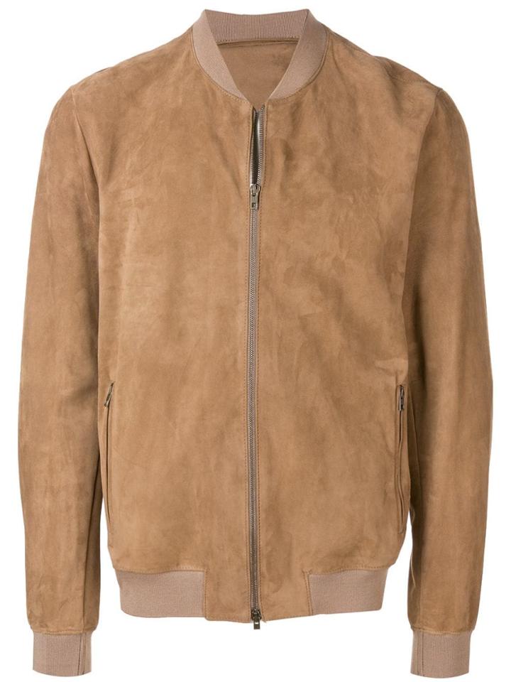 Salvatore Santoro Suede Bomber Jacket - Neutrals