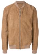 Salvatore Santoro Suede Bomber Jacket - Neutrals