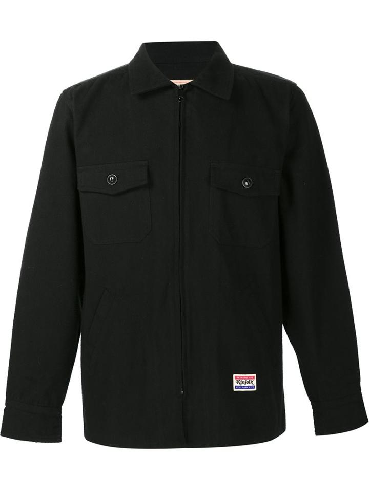 Kinfolk Pocketed Zipped Shirt Jacket, Men's, Size: Xl, Black, Cotton