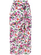 Saloni Floral Draped Midi Skirt - Multicolour