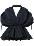 Fendi Ruffle-trimmed One Sleeve Top - Black