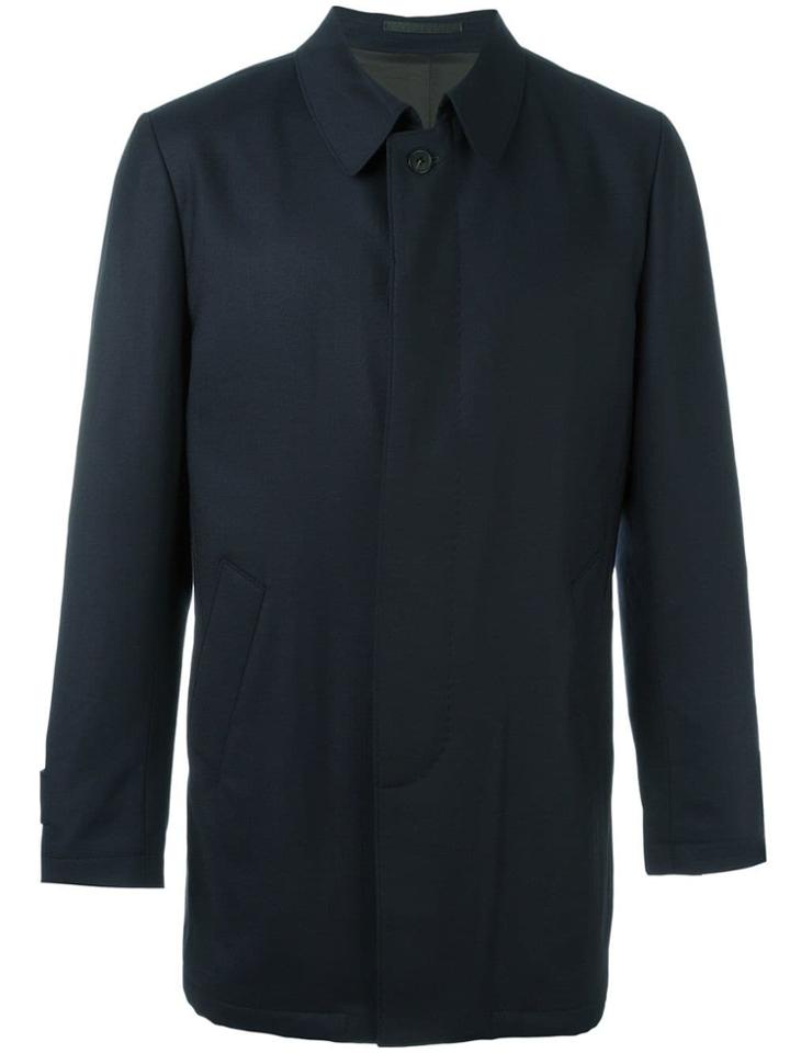 Corneliani Concealed Fastening Waterproof Coat - Blue